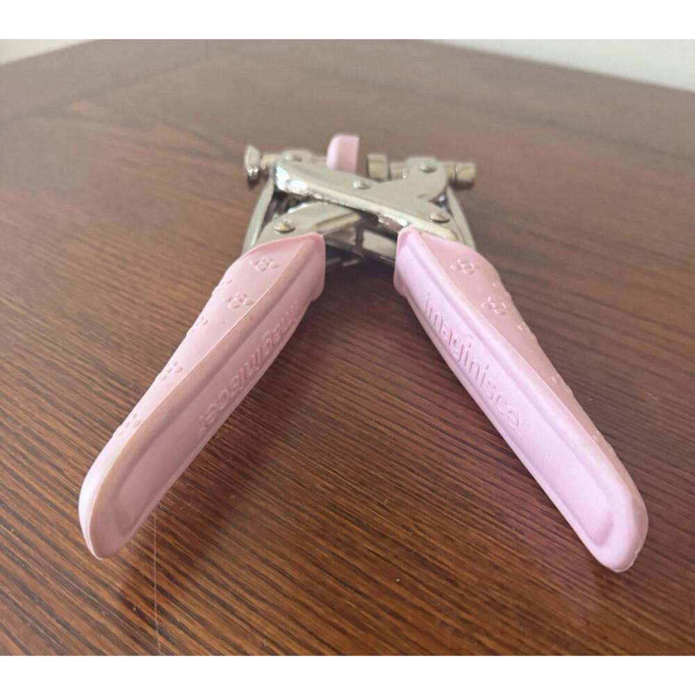Imaginisce I-Top Punch Tool Brad Maker Pink Handles Scrapbooking Crafts Used